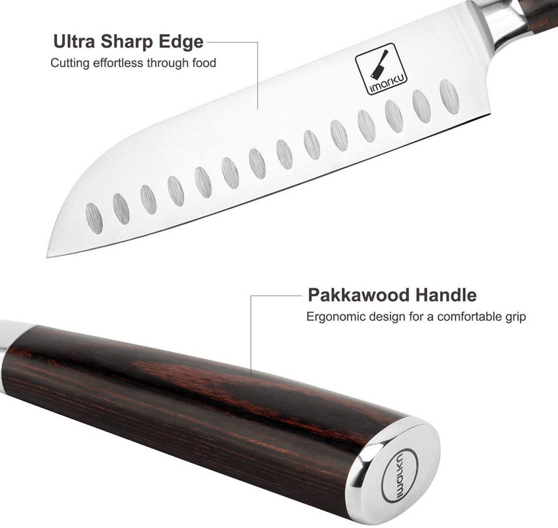 imarku Chef Knife 7 Inch Kitchen Knife Ultra Sharp Santoku Knife - 7Cr17Mov Japanese Chefs Knife, Kitchen Gadgets 2024, Birthday Gifts for Him Her, Best Gifts for Women Men - Image 3