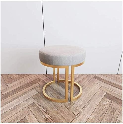 Generic Indian Decor. 45964 Stools, Bedroom Vanity Stool Dressing Table Stool with Golden Iron Base Makeup Stool Upholstered Small Round Stool Seat, 40 X 45Cm,Gray - Image 5