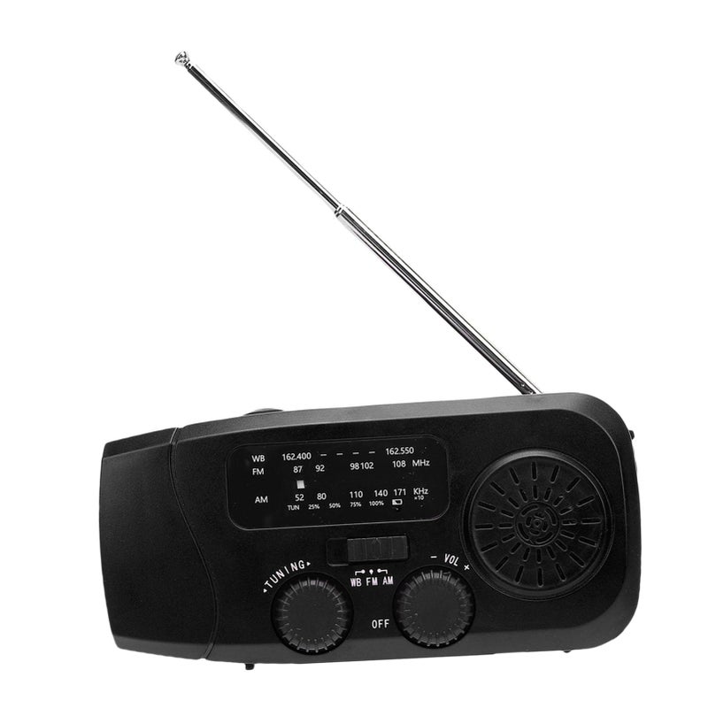 راديو الطوارئ الشمسي اليدوي AM FM تنبيه الطقس NOAA مصباح يدوي 2000 مللي أمبير للتخييم في الهواء الطلق - Image 4