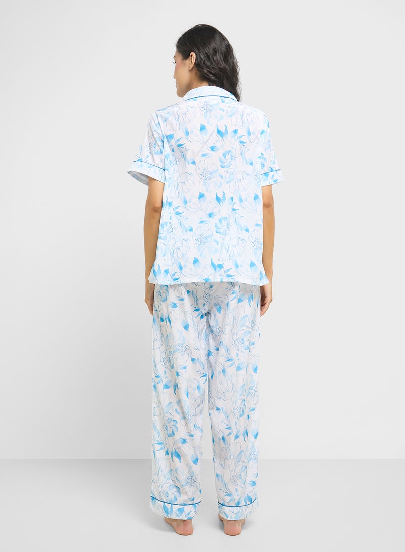 Ginger Floral Print Shirt & Pyjama  Set  - Image 2