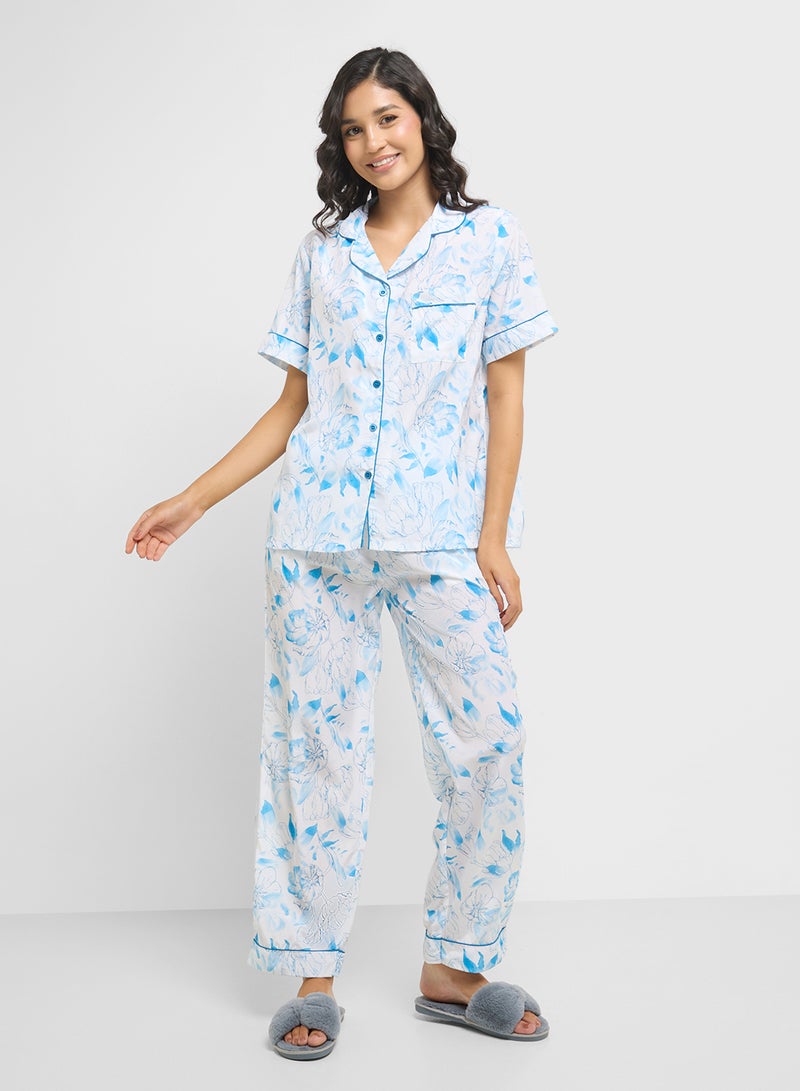 Ginger Floral Print Shirt & Pyjama  Set  - Image 5