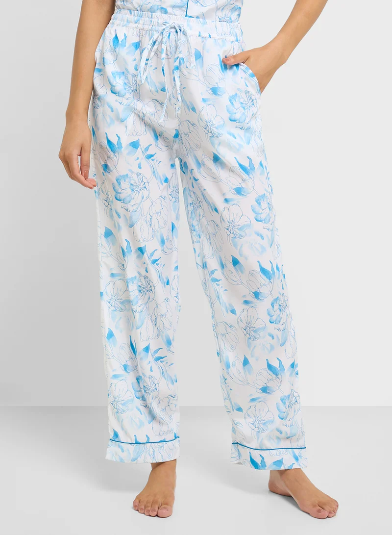 Ginger Floral Print Shirt & Pyjama  Set