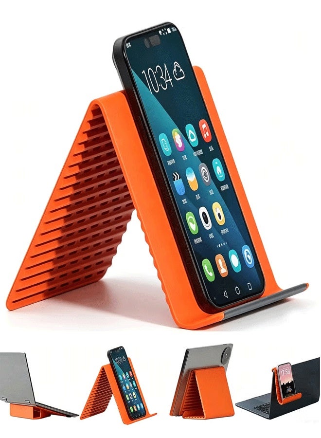 DAEVO Portable Flexible Silicone Aluminum Phone Stand Universal Adjustable Foldable Desktop Holder for Tablet Laptop Airplane Travel Treadmill - Image 1