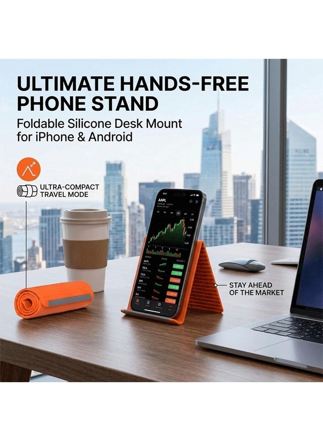 DAEVO Portable Flexible Silicone Aluminum Phone Stand Universal Adjustable Foldable Desktop Holder for Tablet Laptop Airplane Travel Treadmill - Image 3