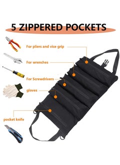 Excefore Tool Roll, Small Tool Bag With Detachable Pouches,Canvas Tool Bags,Small Tool Bag,Heavy Duty Roll Up Tool Bag With 5 Tool Pouches,Wrench Roll Tool Roll Organizers For Mechanic, Carpenter, Electrician  - Image 3