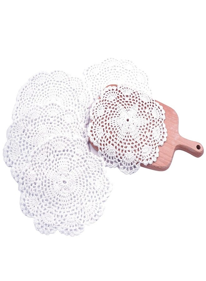 Phantomon 8 Inch Doilies Crochet Round Lace Doily Handmade Placemats 100% Cotton Floral Crocheted Coasters, Flower Design, Pack of 8 (White) - Image 5