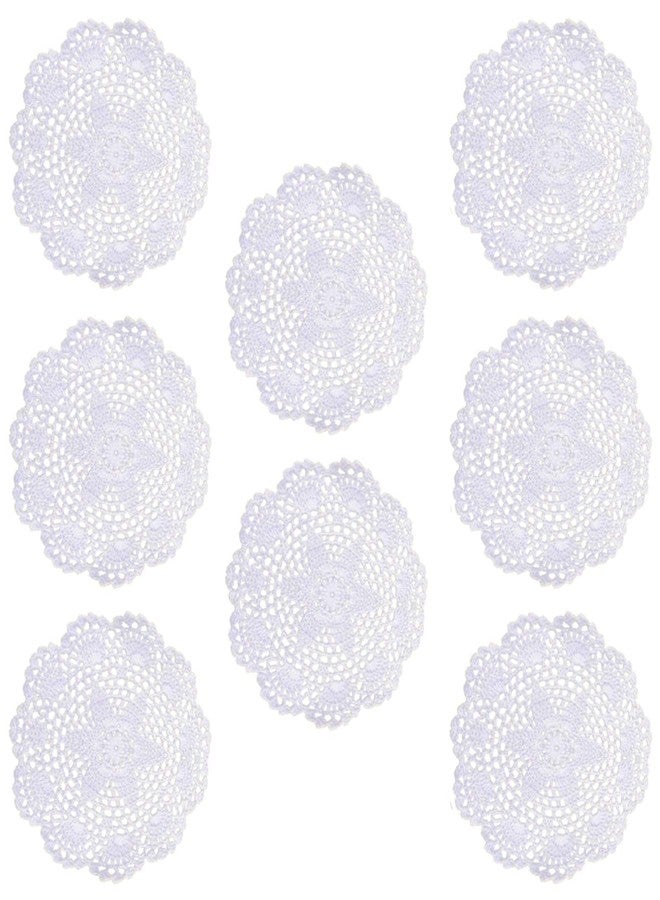 Phantomon 8 Inch Doilies Crochet Round Lace Doily Handmade Placemats 100% Cotton Floral Crocheted Coasters, Flower Design, Pack of 8 (White) - Image 1