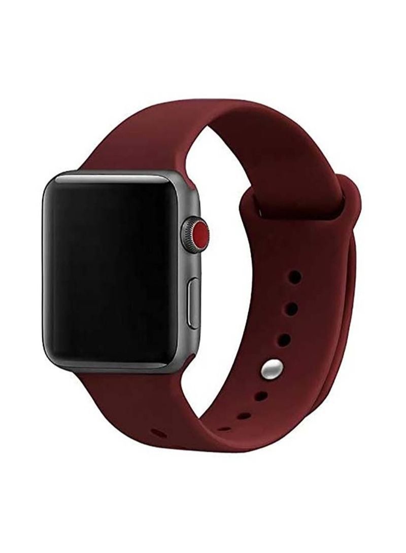 حزام ساعة Apple مقاس 46 مم/45 مم/44 مم/49 مم لساعة Apple جميع السلاسل باللون الأحمر النبيذي - Image 1