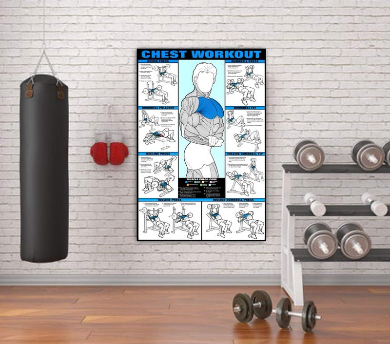 PIXELARTZ ملصق حائط صدر تحفيزي تمارين ورسم توضيحي كمال الأجسام ملصقات صالة الألعاب الرياضية بجودة HD للمنزل، المكتب، الغرفة، جدار الصالة الرياضية - متعدد الألوان (601) - Image 3