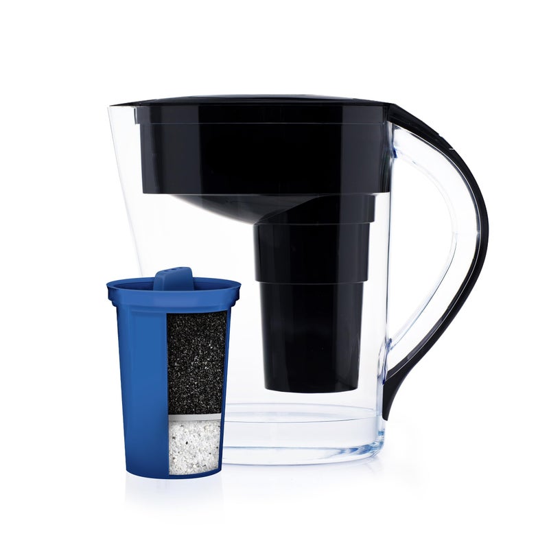 Santevia Mina Alkaline Water Filter Pitcher | 9-Cup At Home Water Filter That Adds Minerals And Makes Water Alkaline | Chlorine And Lead Water Filter | Made In North America - Image 1