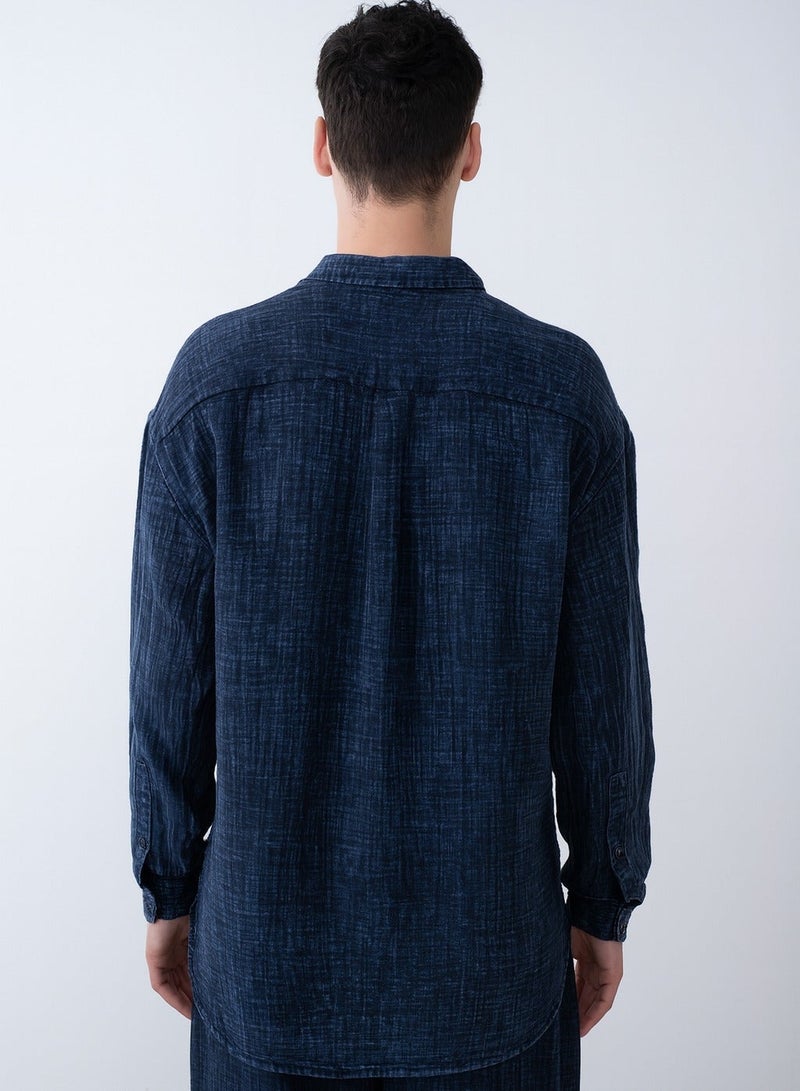Marrakech Long Sleeves Casual Shirt for Men – Dark Navy - Image 3