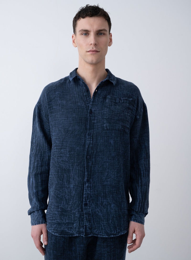 Marrakech Long Sleeves Casual Shirt for Men – Dark Navy - Image 1