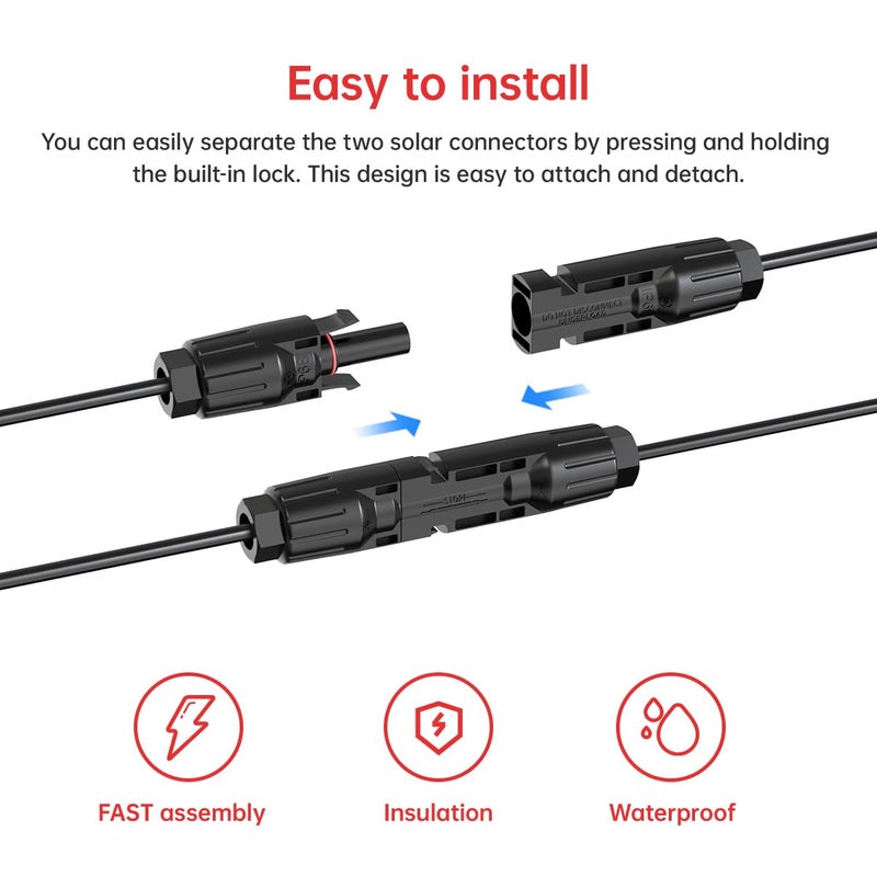 ELFCULB 10AWG 2FT Solar to XT60i Cable 2 10 25 35 50 75 100FT Solar Connector to XT60i Adapter Cable for Portable Power Station (2FT) - Image 3
