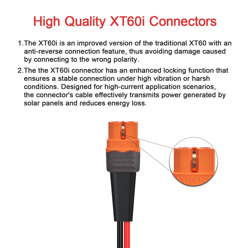 ELFCULB 10AWG 2FT Solar to XT60i Cable 2 10 25 35 50 75 100FT Solar Connector to XT60i Adapter Cable for Portable Power Station (2FT) - Image 2