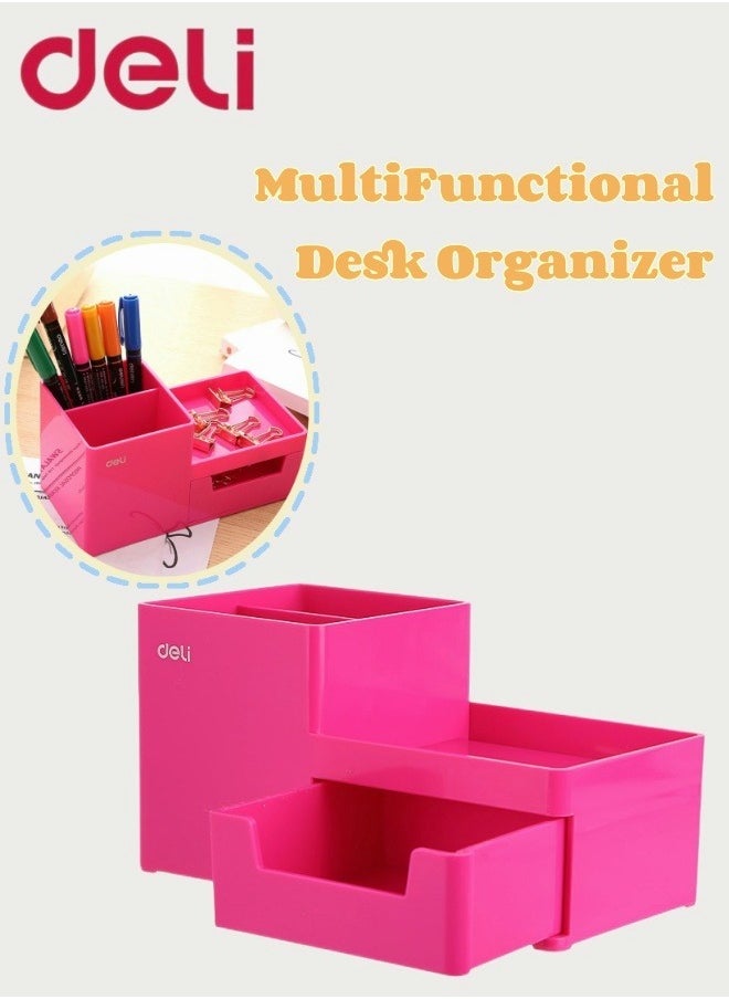 Deli 3 Compartments Multi-Functional Desk Organizer Stationery Storage Box + Pen Holder  - Image 2