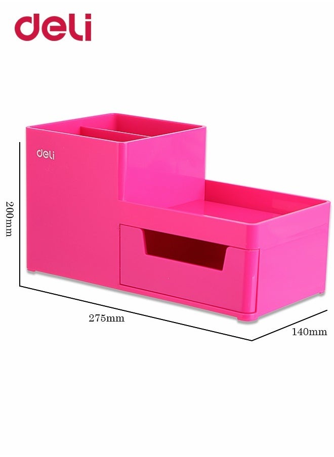 Deli - 3 Compartments Multi-Functional Desk Organizer Stationery Storage Box + Pen Holder - Image 1