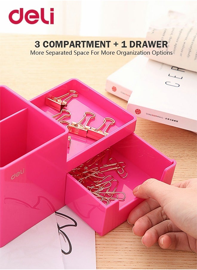 Deli 3 Compartments Multi-Functional Desk Organizer Stationery Storage Box + Pen Holder  - Image 5