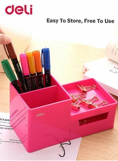 3 Compartments Multi-Functional Desk Organizer Stationery Storage Box + Pen Holder