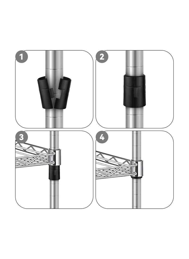 Plastic Shelf Lock Clips and Split Sleeves for 1" Diameter Wire Shelving, Adjustable Storage Rack Replacement Clips (20 Pairs) - Ideal for Wire Shelf Organization.  - Image 3