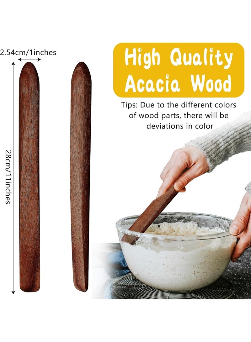 11 Inch Wooden Sourdough Bread Mixing Stir Stick Spurtle Wooden Sourdough Bread Making Tools Paddle Stirring Stick for Kitchen Cooking(Acacia) - Image 5