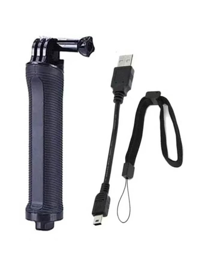 Ozone Selfie Monopod Rechargeable Handheld Grip Pole Stick And Power Bank Blue/Black/Silver 