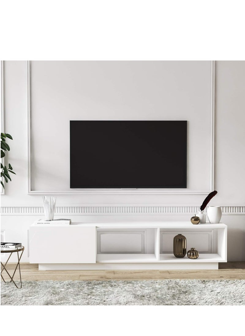 MODERN HOME modern TV Stand with Storage, for TVs up to 80 Inches, Wood, 180 W x 35 D x 50 W Cm, White  - Image 1