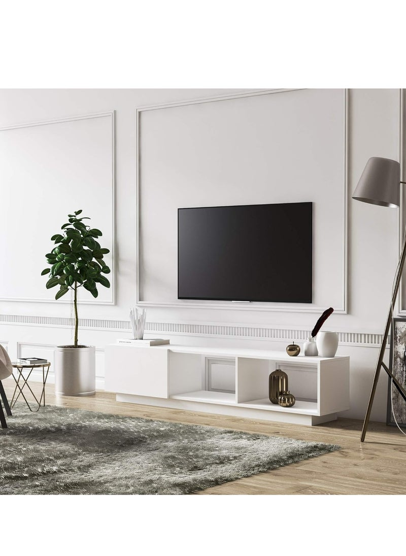 MODERN HOME modern TV Stand with Storage, for TVs up to 80 Inches, Wood, 180 W x 35 D x 50 W Cm, White  - Image 2