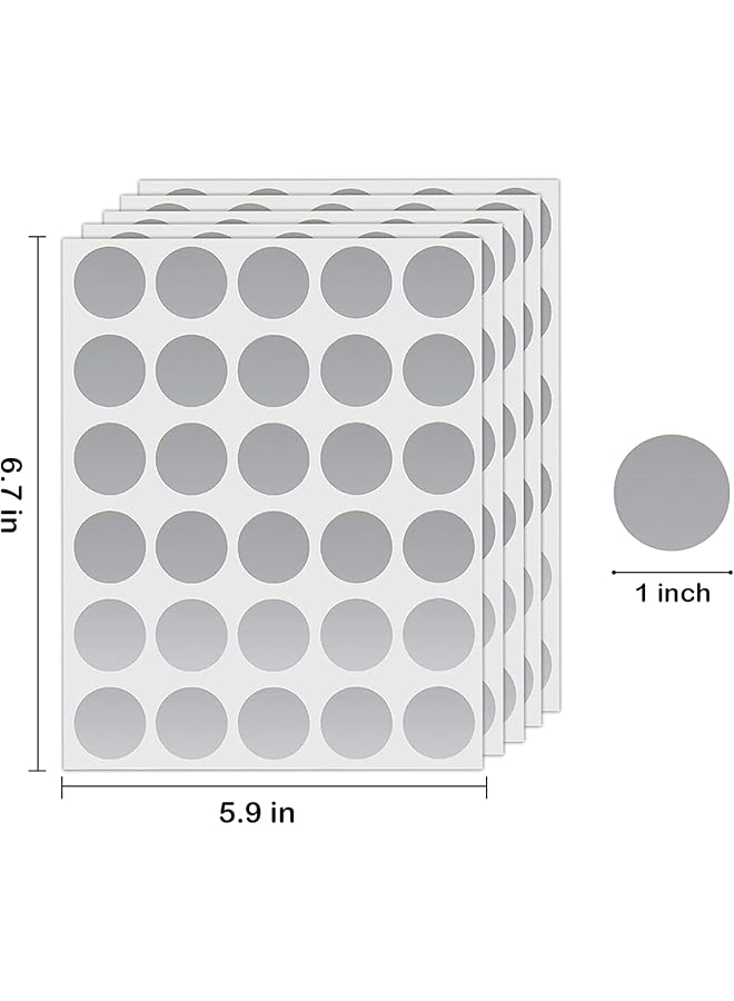 إيروريكس مجموعة من 150 ملصقًا لاصقًا ذاتيًا قابلًا للكشط على شكل دائرة دائرية مقاس 1 بوصة لبطاقات المكافأة القابلة للكشط بنفسك فضية - Image 2