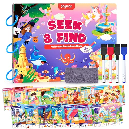 JoyCat Seek Find Game Book Educational Toys for Girls Ages 35 Preschool Learning Activities for Toddlers Kids Christmas Road Trip Travel Toys for Car Airplane Gifts for 3 4 5 6 Year Olds - Image 1