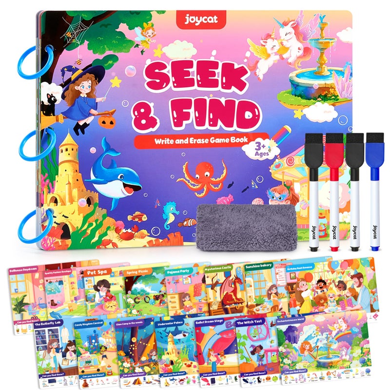 JoyCat Seek Find Game Book Educational Toys for Girls Ages 35 Preschool Learning Activities for Toddlers Kids Christmas Road Trip Travel Toys for Car Airplane Gifts for 3 4 5 6 Year Olds - Image 3