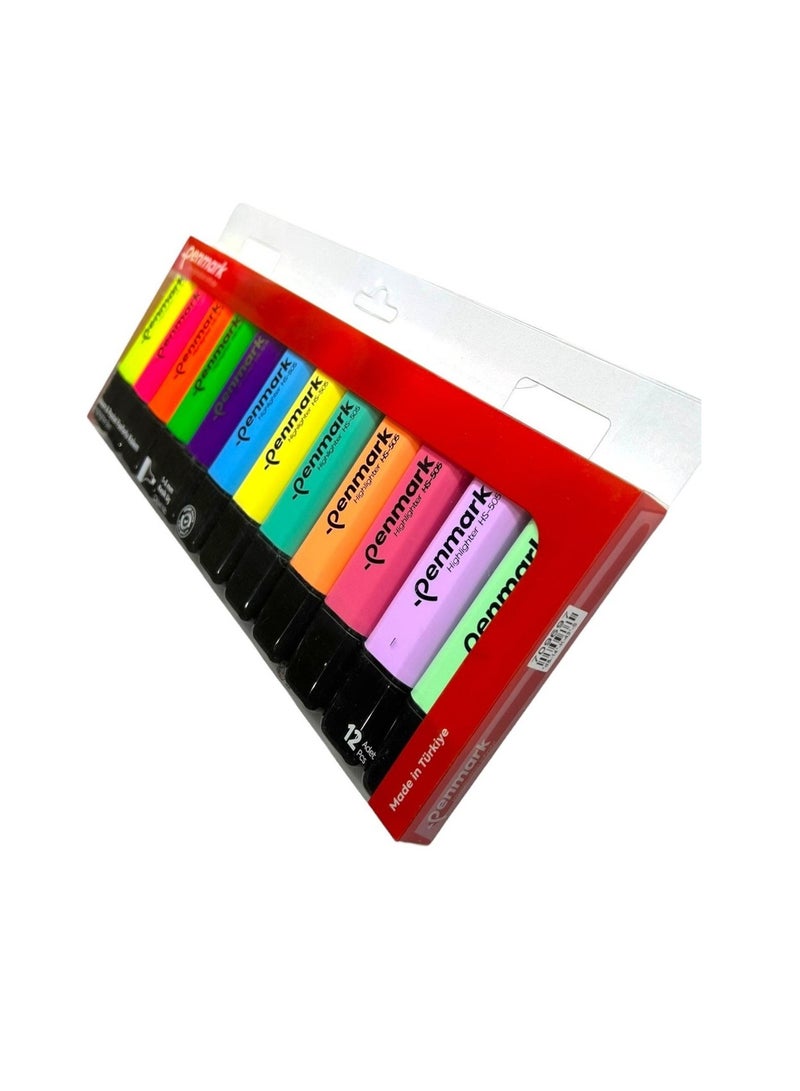 Penmark Highlighter Pen 12 Piece Acetate Mixed Color - No:HS-505-12NP - Image 3