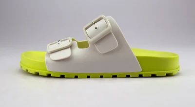 Voices Folk Women'S Birken Style Sandal With Adjustable Strap - Yellow/White