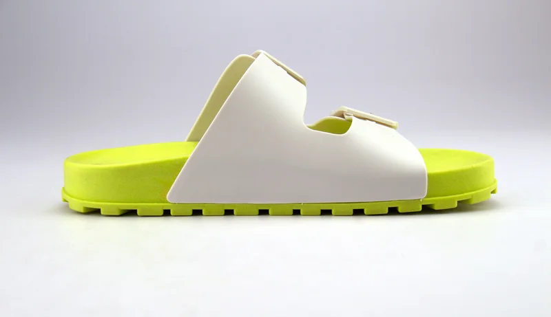 Voices Folk Women'S Birken Style Sandal With Adjustable Strap - Yellow/White