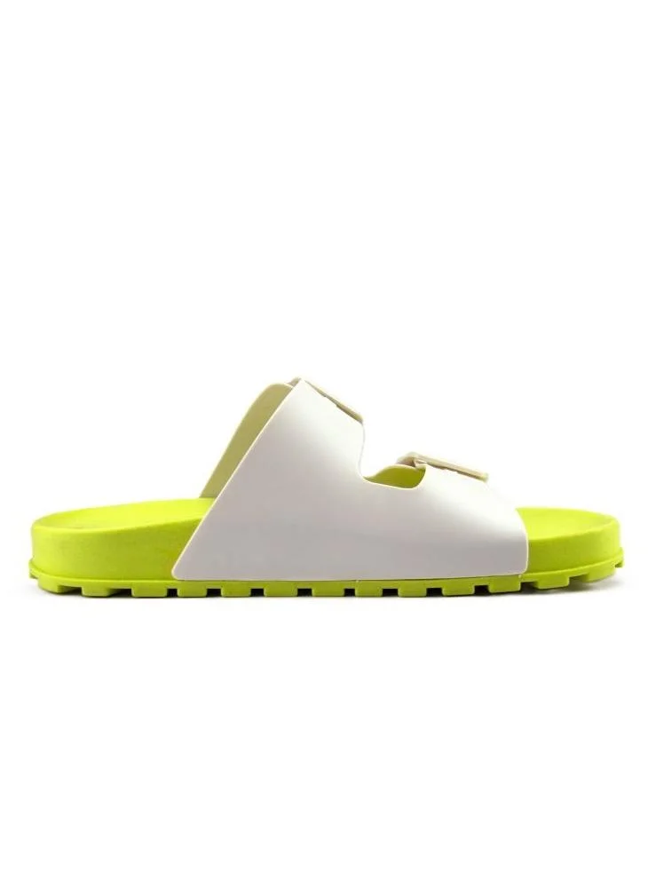 Voices Folk Women'S Birken Style Sandal With Adjustable Strap - Yellow/White