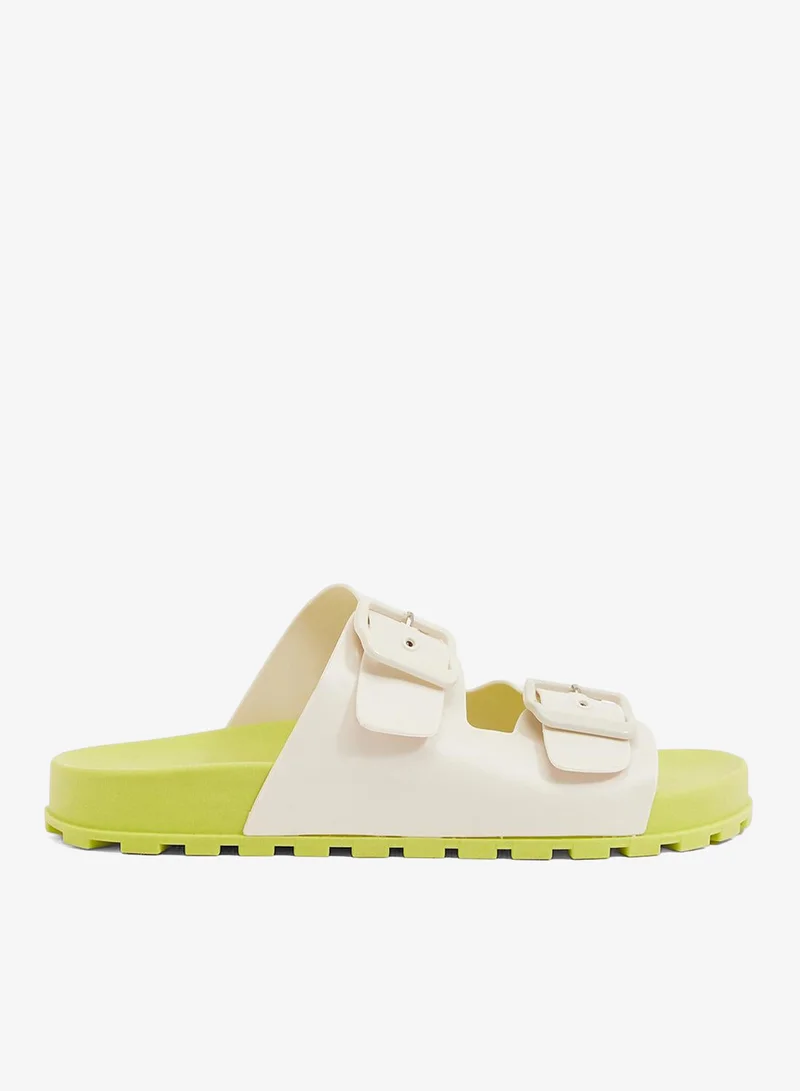 فويسيز صندل نسائي بنمط بيركن بحزام قابل للتعديل - أصفرأبيض