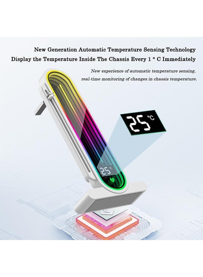 Temperature Displaying GPU Stand ARGB Infinity Graphics Card Support Adjustable 5V 3PIN Video Card Holder Anti-sag Bracket Magnetic Base Display Card Brace Rack PC Graphic Card Accessories (White) - Image 4
