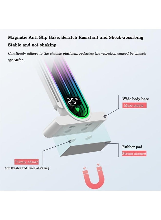 Temperature Displaying GPU Stand ARGB Infinity Graphics Card Support Adjustable 5V 3PIN Video Card Holder Anti-sag Bracket Magnetic Base Display Card Brace Rack PC Graphic Card Accessories (White) - Image 5