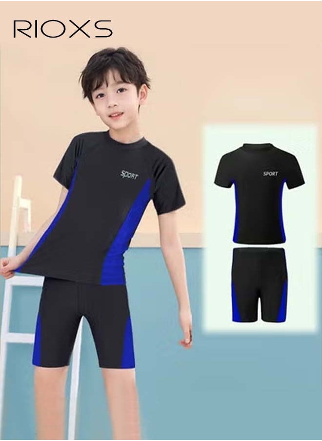 RIOXS Boys Two Piece Rash Guard Short Sleeve Swimsuit Kid Water Sport Swimwear Sun Protection Bathing Suits With Shorts  - Image 3