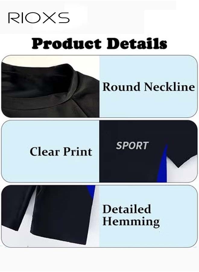 RIOXS Boys Two Piece Rash Guard Short Sleeve Swimsuit Kid Water Sport Swimwear Sun Protection Bathing Suits With Shorts  - Image 4
