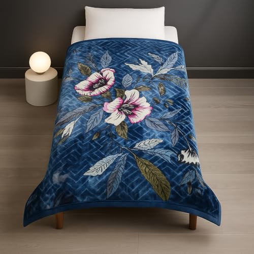 Nivasam Premium Single Bed Mink Blanket | 1.6 kg | Ultra-Soft | Plush & Warm | Modern Designer Winter Blanket for All Seasons (Blue Blossom Luxe) - Image 2