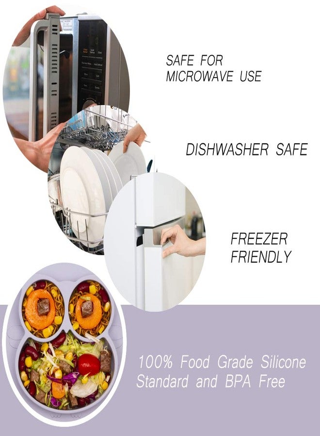 Qshare Toddler Plate, Portable Baby Plate for Toddlers and Kids, BPA-Free Strong Suction Plates for Toddlers, Dishwasher and Microwave Safe Silicone Placemat 11x8x1 inch - Image 4