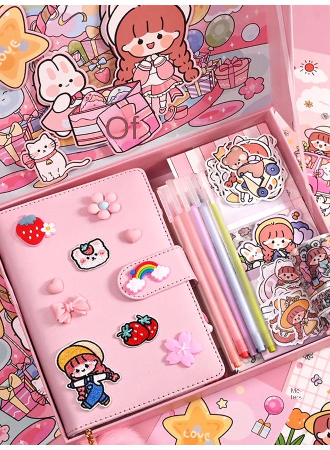 Bluejw Hand Account Book Hand Account Suit Gift Box Cute Girl Notebook Journal For Primary School Students Incentive Products Learning Stationery - Image 3