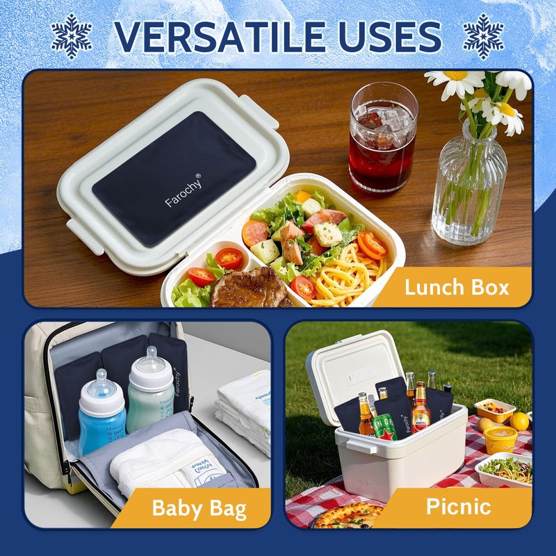 Farochy Reusable Ice Packs for Lunch Boxes - 2PCS Soft Ice Packs Freezer Packs for Cooler Gel Ice Packs, Keep Food Cold or Hot, Navy - Image 5