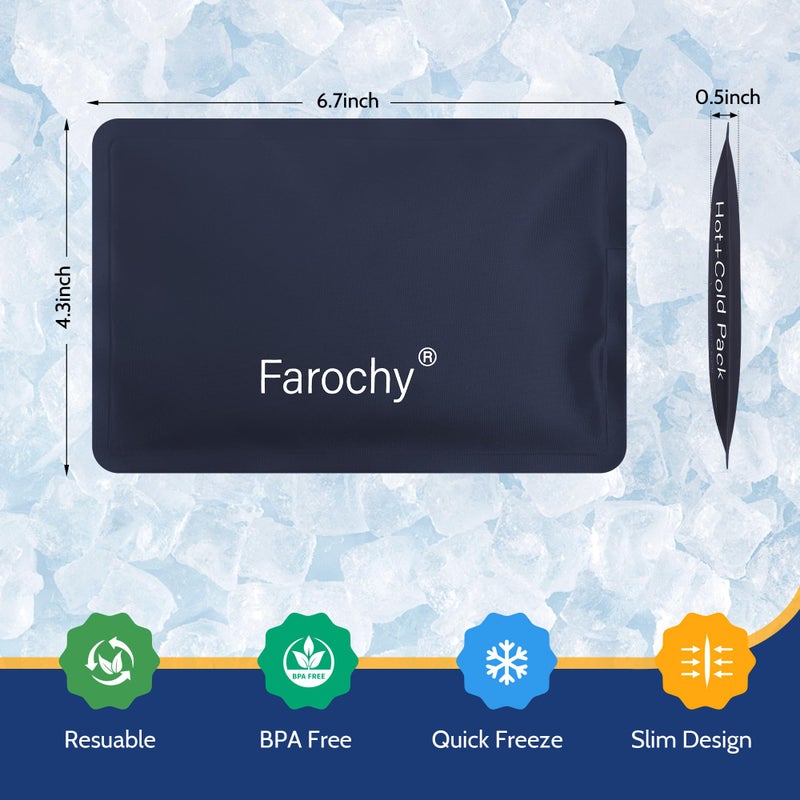 Farochy Reusable Ice Packs for Lunch Boxes - 2PCS Soft Ice Packs Freezer Packs for Cooler Gel Ice Packs, Keep Food Cold or Hot, Navy - Image 2