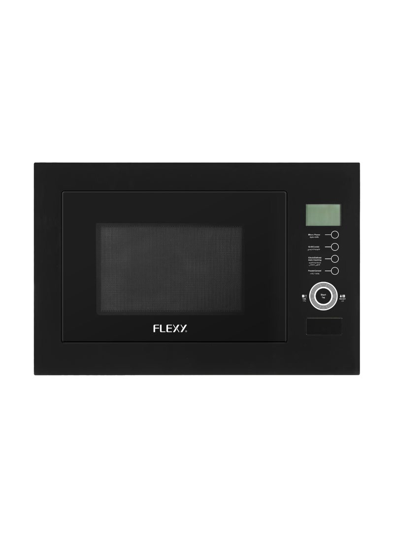 Flexy 34L Built-In Microwave Oven with Grill, 1000W Output, 8 Auto Menus, 5 Power Levels, Defrost, Child Lock, Push Button Open, Black Finish, 2-Year Warranty - Image 1