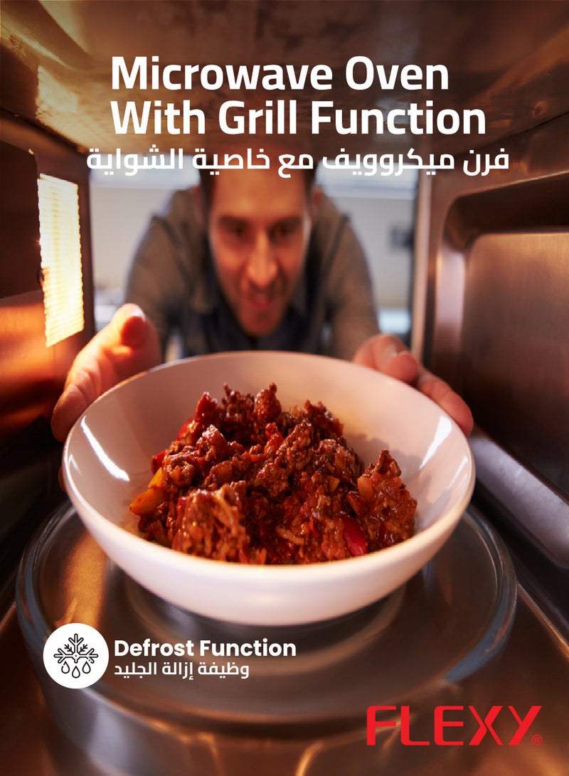 Flexy 34L Built-In Microwave Oven with Grill, 1000W Output, 8 Auto Menus, 5 Power Levels, Defrost, Child Lock, Push Button Open, Black Finish, 2-Year Warranty - Image 3