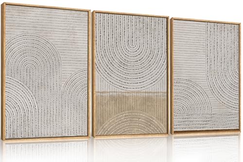 Aryroi Large Neutral Spiral Circles Framed Canvas Wall Art,Boho Beige Geometric Wall Decor,Modern Abstract Arch Artwork,Mid Century Minimalist Art Print for Living Room,Bedroom,Office- 16"x24"x3 - Image 5