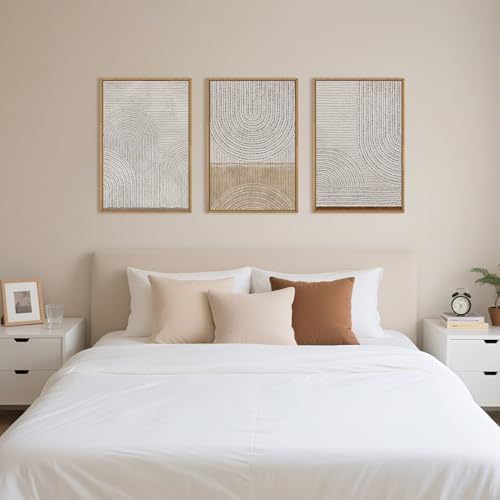 Aryroi Large Neutral Spiral Circles Framed Canvas Wall Art,Boho Beige Geometric Wall Decor,Modern Abstract Arch Artwork,Mid Century Minimalist Art Print for Living Room,Bedroom,Office- 16"x24"x3 - Image 4