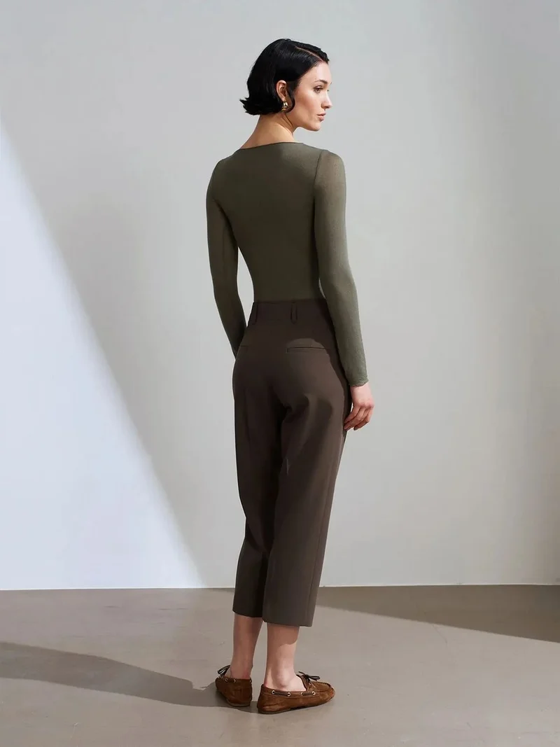 ديلفين Dilvin Women's High-waist Belted Capri Trousers