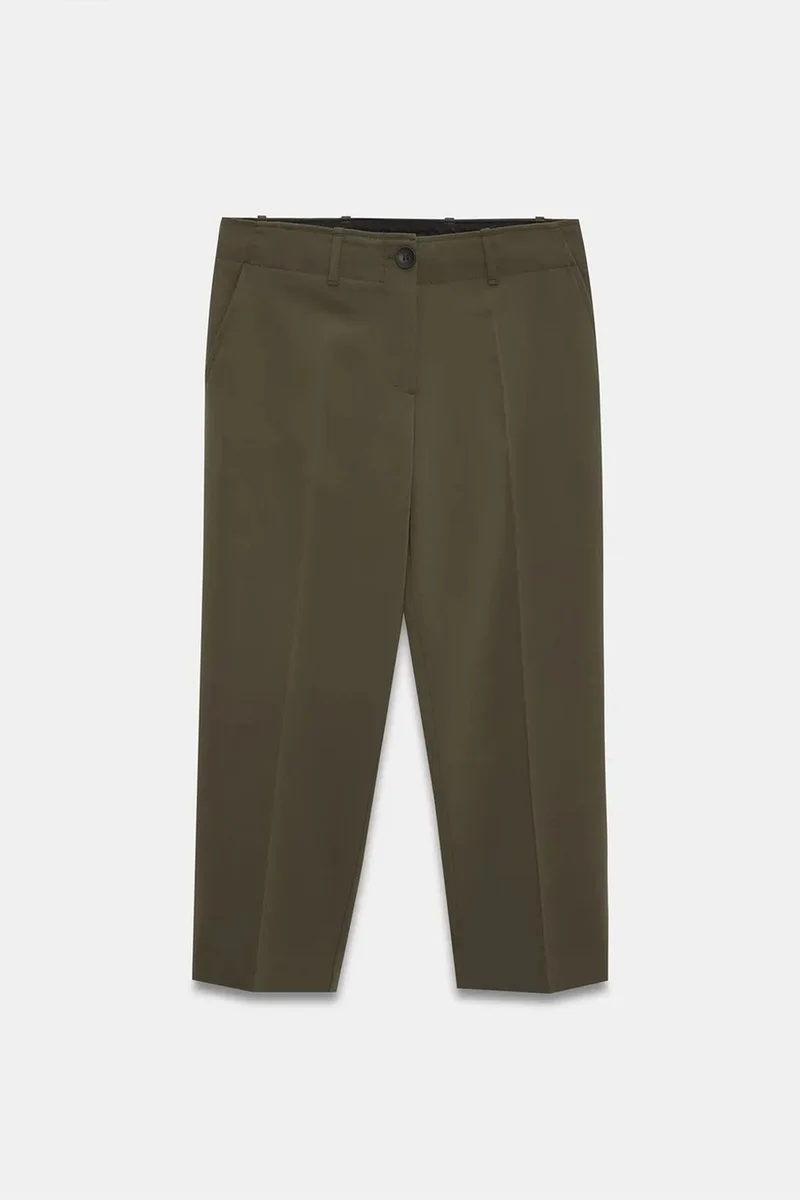 Dilvin Mocha Brown DILVIN Women's High-waist Belted Capri Trousers for Women | Best Price UAE